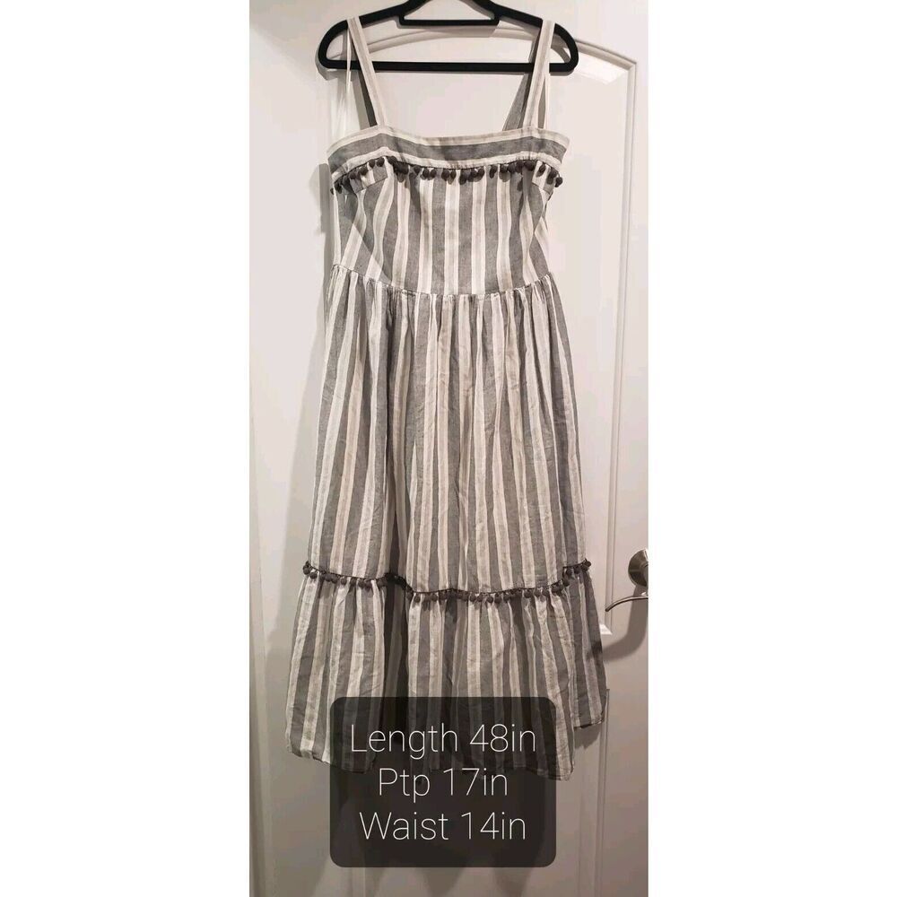Maggy London Women's Stripe Flounce Sundress With Tassles Size US 8